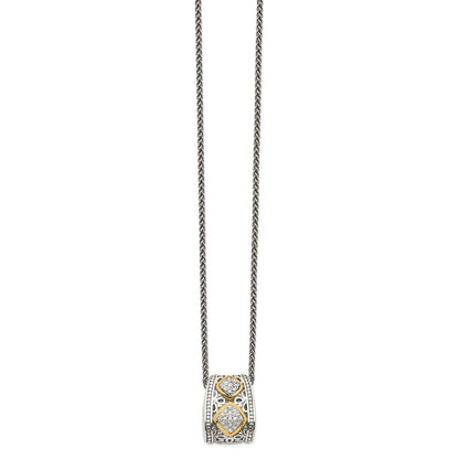 14K/silver Bicolor Shey Couture Sterlingsilber Antikisiert mit 14K Akzente Diamant 18 Zoll Halskette