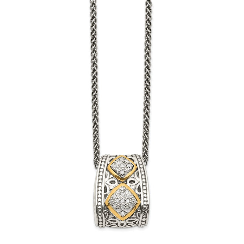 14K/silver Bicolor Shey Couture Sterlingsilber Antikisiert mit 14K Akzente Diamant 18 Zoll Halskette