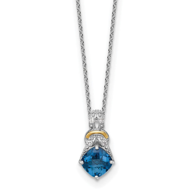 Ss Rhodiniert mit 14K/silver Bicolor Akzente London Bt und Diamant Halskette