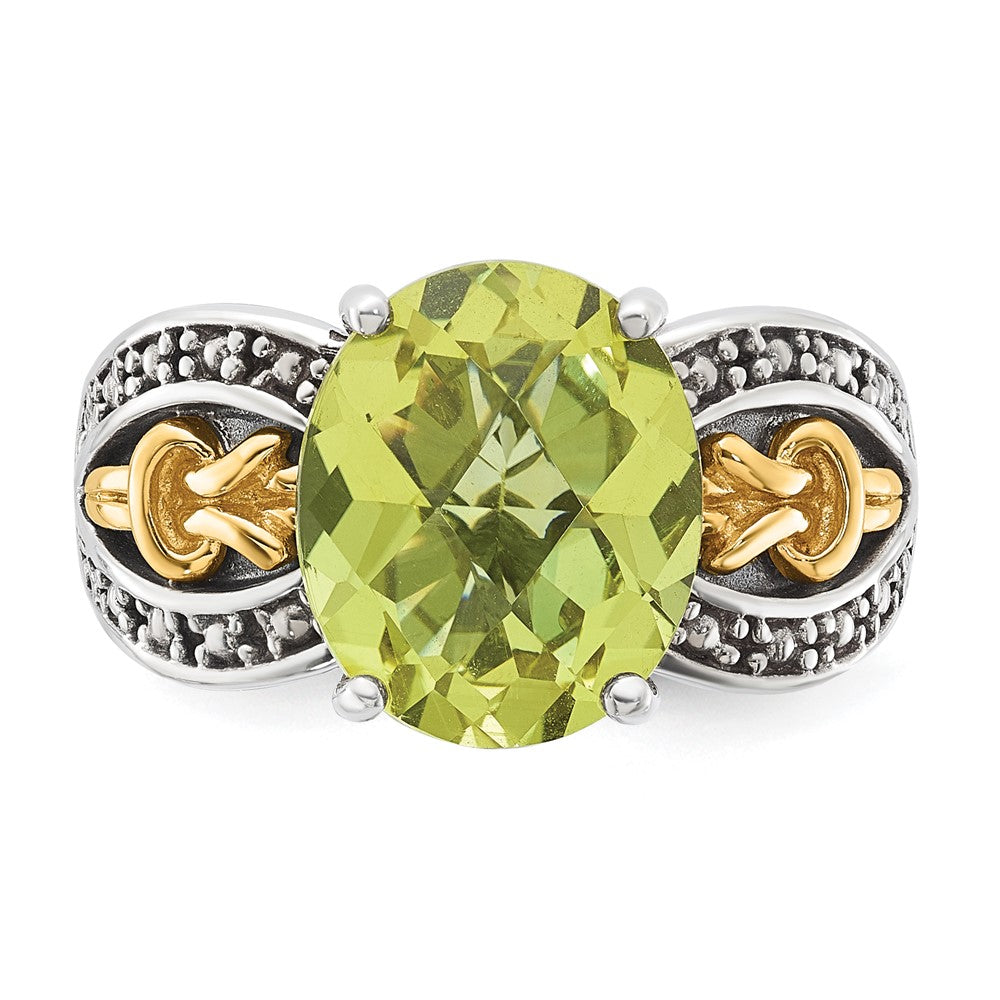 14K/silver Bicolor Sterlingsilber mit 14K Akzente Antikisiert Oval Zitrone Quarz Ring