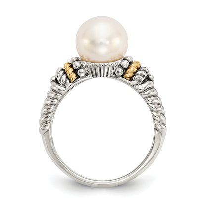 14K/silver Bicolor Shey Couture Sterlingsilber mit 14K Akzente Antikisiert 8mm Süßwasser Zuchtperle Ring