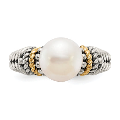 14K/silver Bicolor Shey Couture Sterlingsilber mit 14K Akzente Antikisiert 8mm Süßwasser Zuchtperle Ring