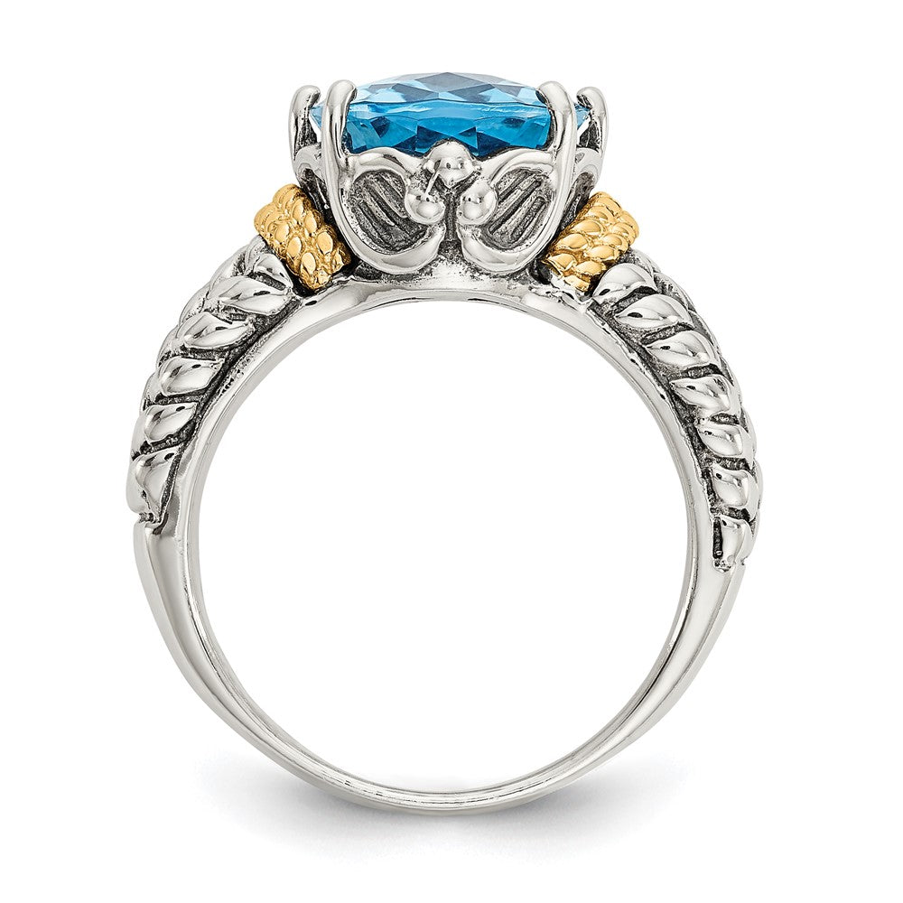 14K/silver Bicolor Shey Couture Sterlingsilber mit 14K Akzente Antikisiert Oval Schweizer Blautopas Ring