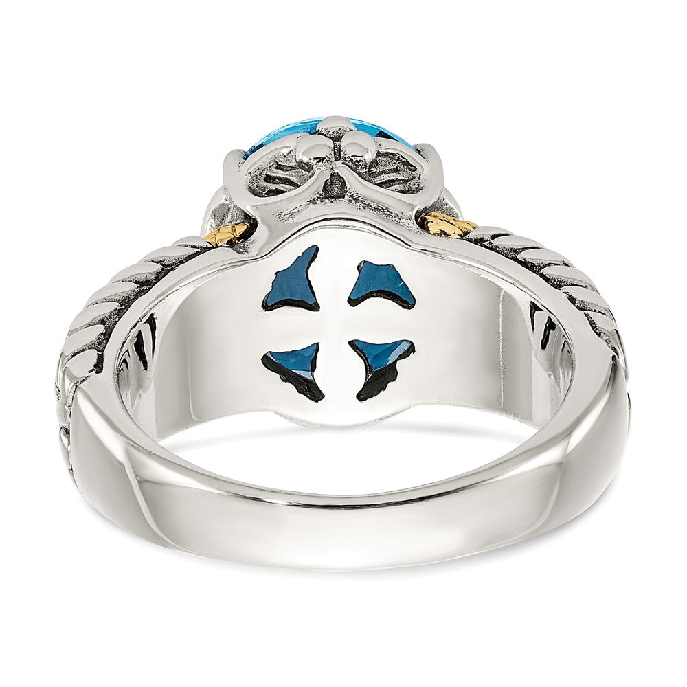 14K/silver Bicolor Shey Couture Sterlingsilber mit 14K Akzente Antikisiert Oval Schweizer Blautopas Ring