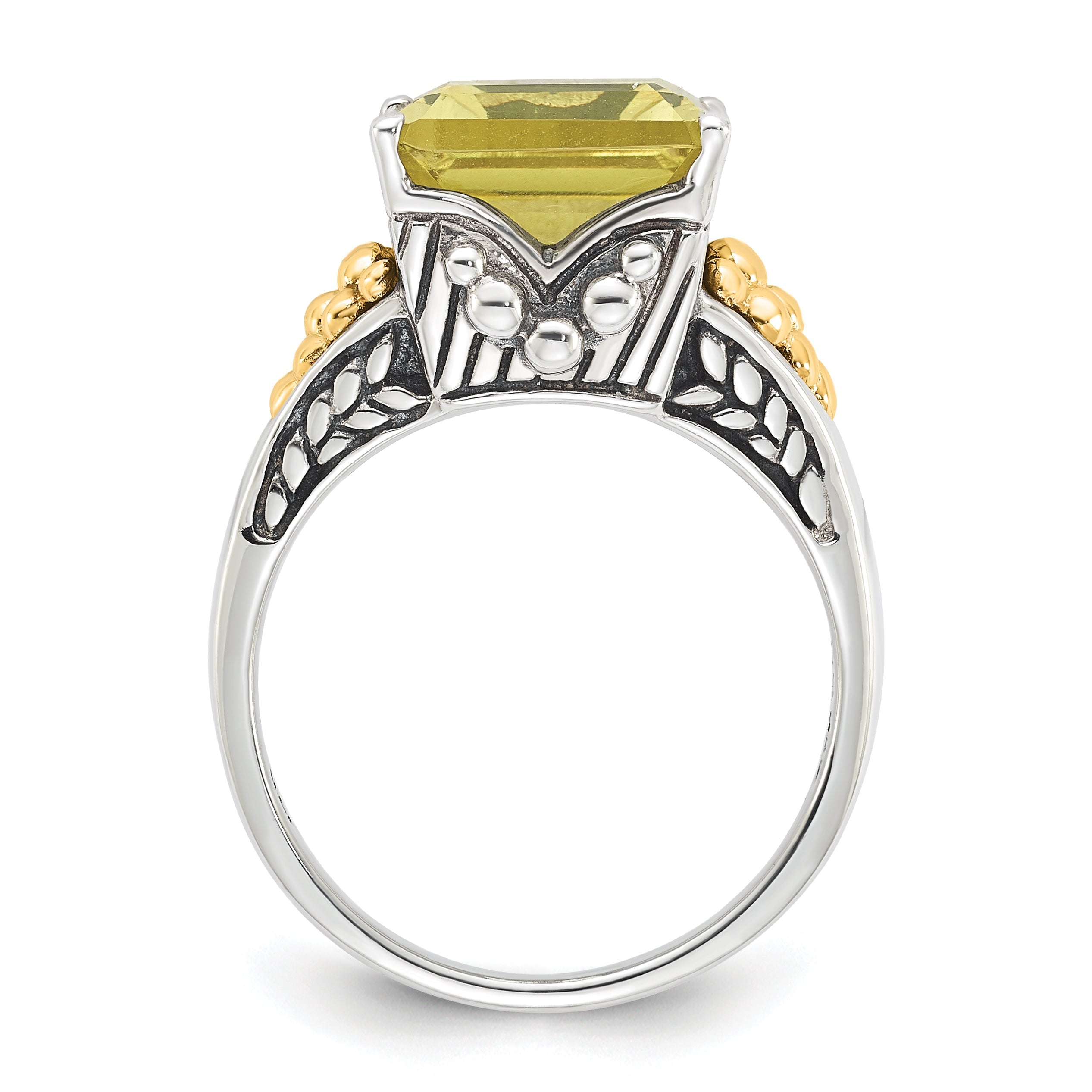 14K/silver Bicolor Sterlingsilber 14K Akzente Antikisiert Zitrone Quarz Ring