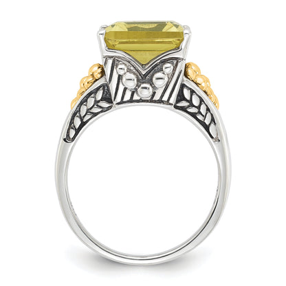 14K/silver Bicolor Sterlingsilber 14K Akzente Antikisiert Zitrone Quarz Ring