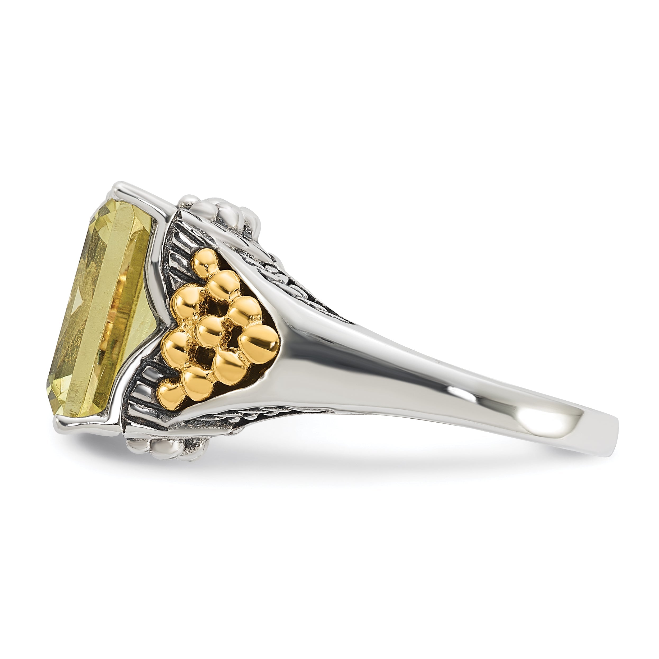 14K/silver Bicolor Sterlingsilber 14K Akzente Antikisiert Zitrone Quarz Ring