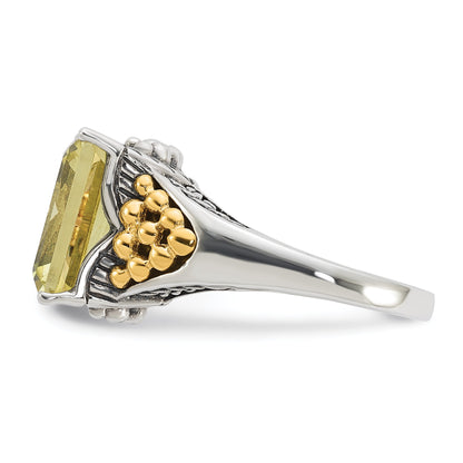 14K/silver Bicolor Sterlingsilber 14K Akzente Antikisiert Zitrone Quarz Ring