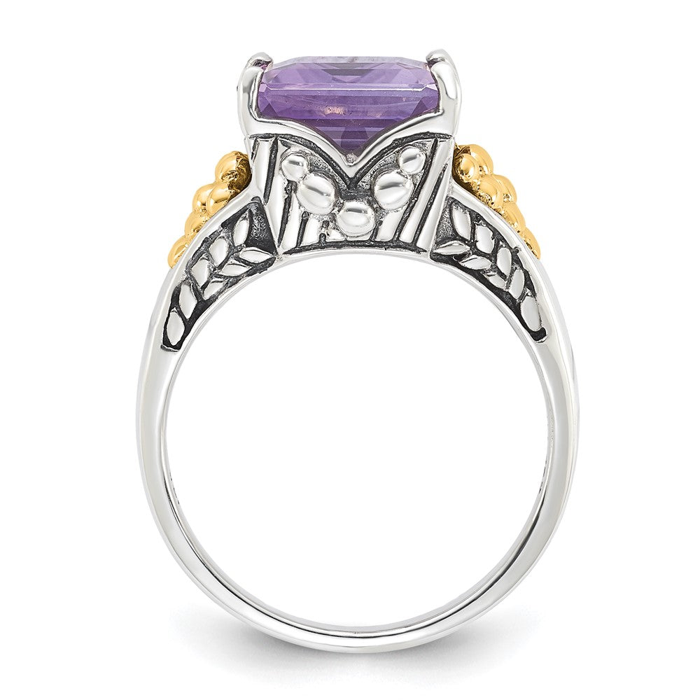 14K/silver Bicolor Sterlingsilber mit 14K Akzente Antikisiert Rosa Quarz Ring