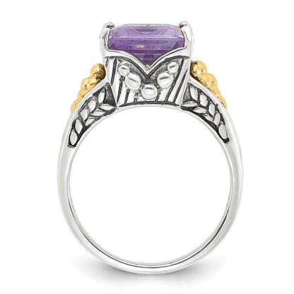 14K/silver Bicolor Sterlingsilber mit 14K Akzente Antikisiert Rosa Quarz Ring