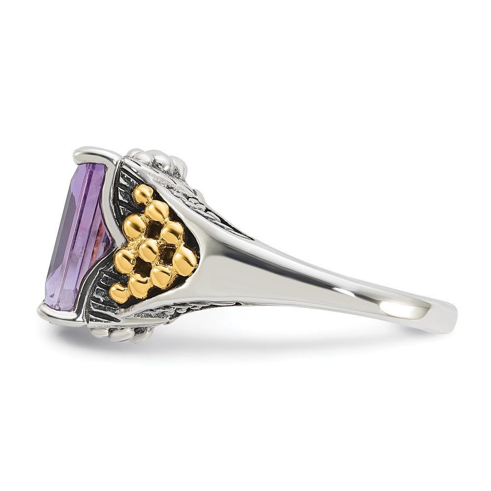 14K/silver Bicolor Sterlingsilber mit 14K Akzente Antikisiert Rosa Quarz Ring