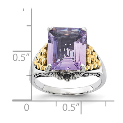 14K/silver Bicolor Sterlingsilber mit 14K Akzente Antikisiert Rosa Quarz Ring