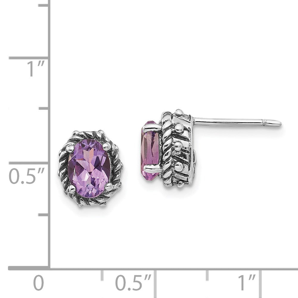 Shey Couture Sterlingsilber Ohrstecker antik mit ovalem Amethyst