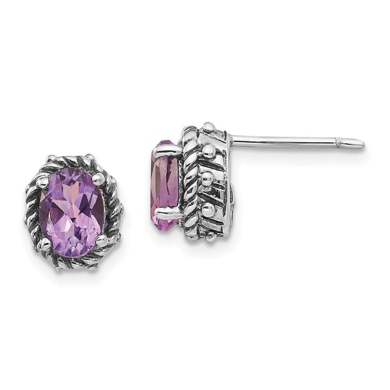 Shey Couture Sterlingsilber Ohrstecker antik mit ovalem Amethyst