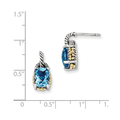 14K/silver Bicolor Sterlingsilber 14K Himmel Blautopas Ohrringe