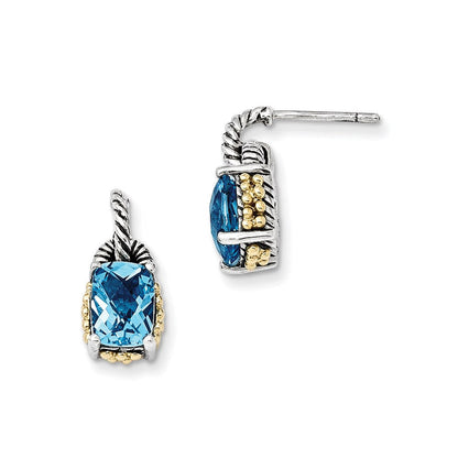 14K/silver Bicolor Sterlingsilber 14K Himmel Blautopas Ohrringe