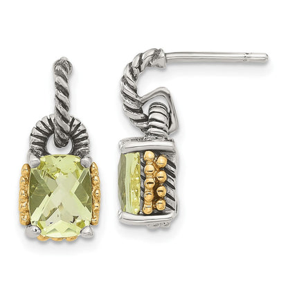 14K/silver Bicolor Sterlingsilber mit 14K Akzente Zitrone Quarz Ohrhänger