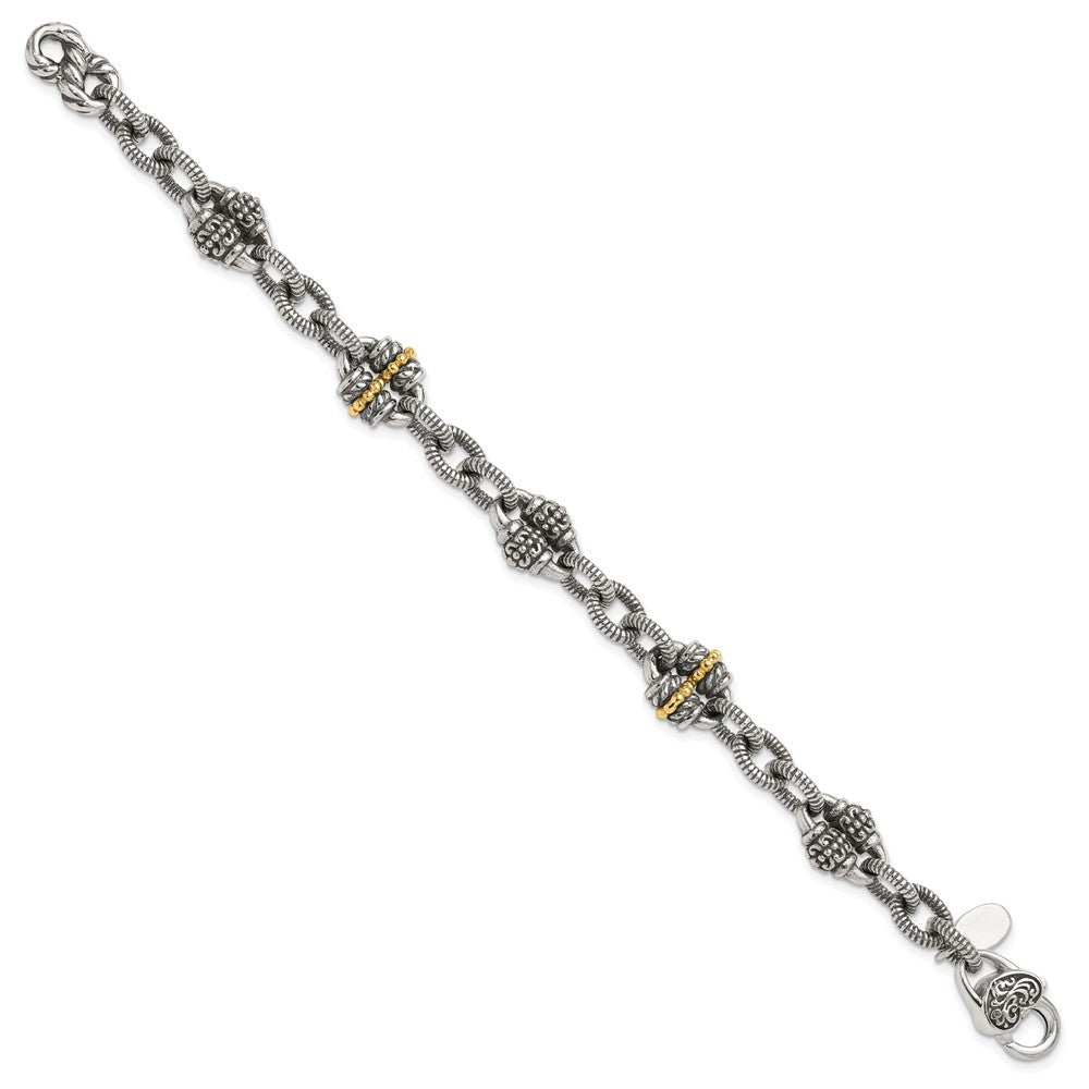 14K/silver Bicolor Shey Couture Sterlingsilber mit 14K Akzent7.5 Zoll Antikisiert Armband