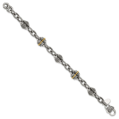 14K/silver Bicolor Shey Couture Sterlingsilber mit 14K Akzent7.5 Zoll Antikisiert Armband