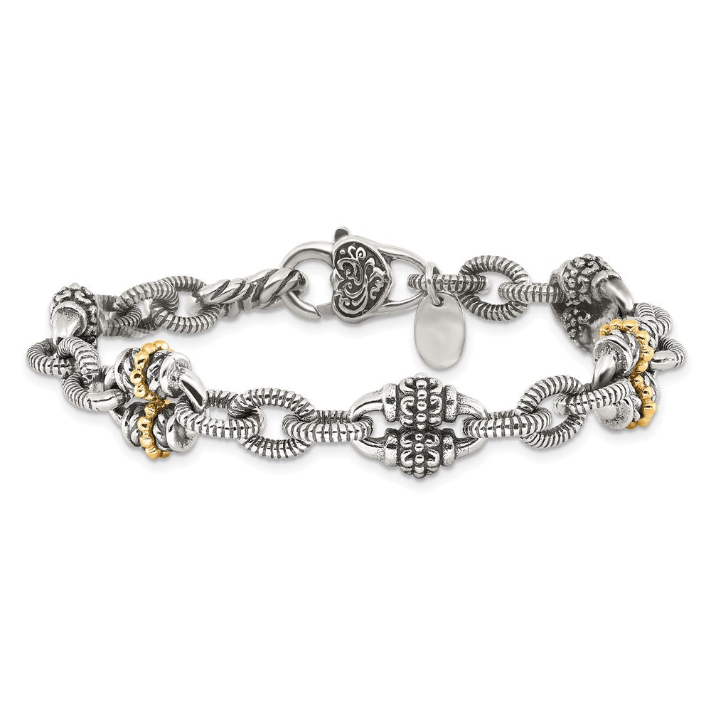 14K/silver Bicolor Shey Couture Sterlingsilber mit 14K Akzent7.5 Zoll Antikisiert Armband
