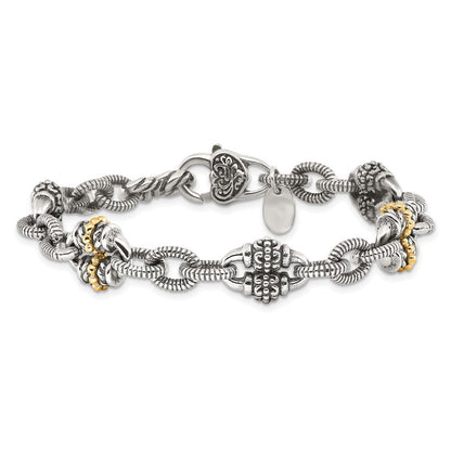 14K/silver Bicolor Shey Couture Sterlingsilber mit 14K Akzent7.5 Zoll Antikisiert Armband