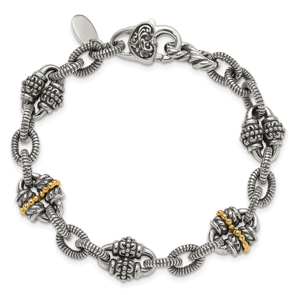 14K/silver Bicolor Shey Couture Sterlingsilber mit 14K Akzent7.5 Zoll Antikisiert Armband