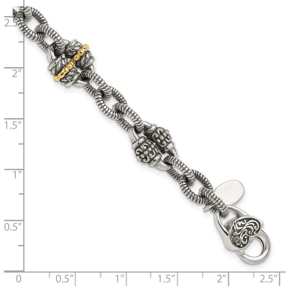 14K/silver Bicolor Shey Couture Sterlingsilber mit 14K Akzent7.5 Zoll Antikisiert Armband