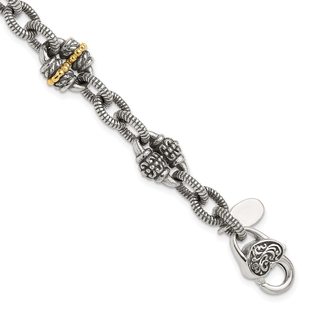 14K/silver Bicolor Shey Couture Sterlingsilber mit 14K Akzent7.5 Zoll Antikisiert Armband