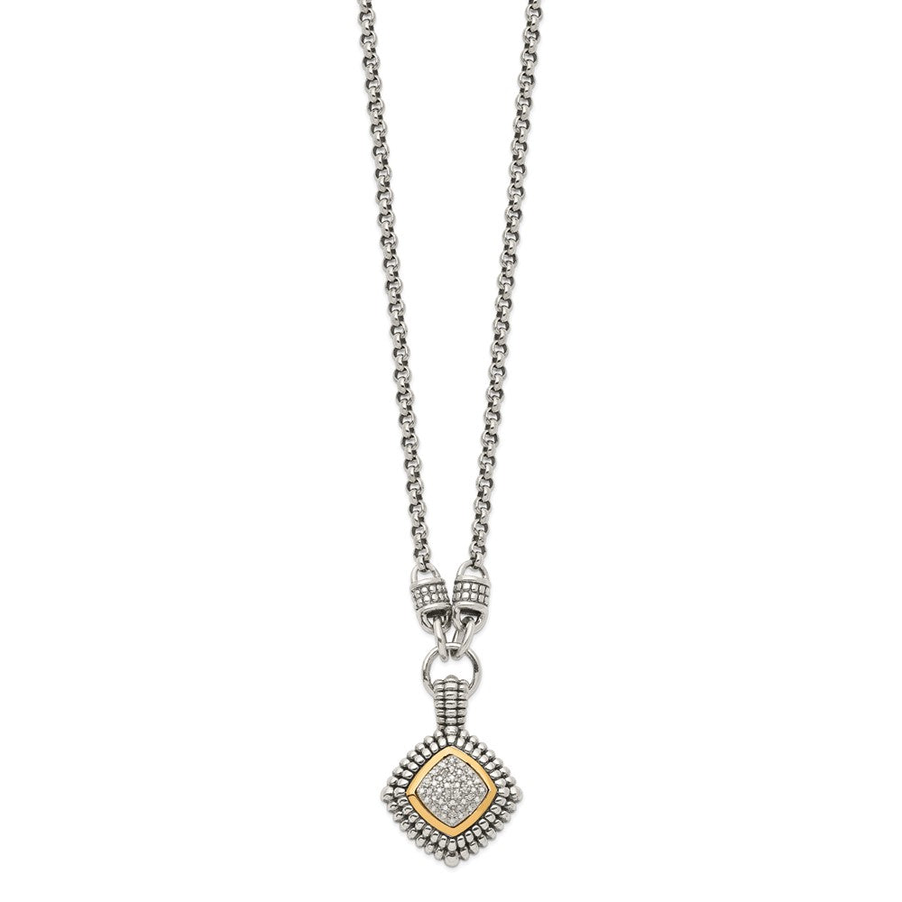 14K/silver Bicolor Shey Couture Sterlingsilber mit 14K Akzente 17 Zoll Antikisiert Diamant Halskette