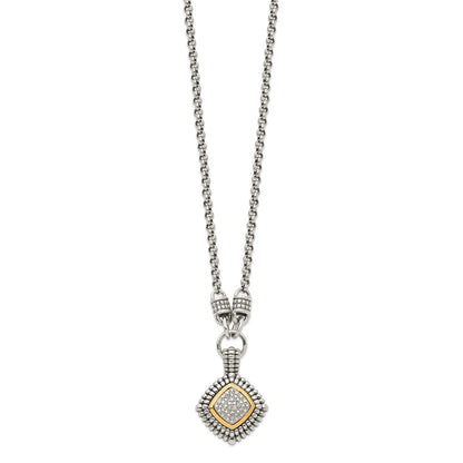 14K/silver Bicolor Shey Couture Sterlingsilber mit 14K Akzente 17 Zoll Antikisiert Diamant Halskette