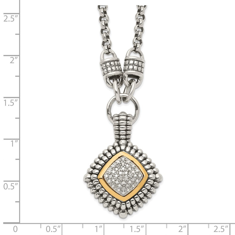 14K/silver Bicolor Shey Couture Sterlingsilber mit 14K Akzente 17 Zoll Antikisiert Diamant Halskette