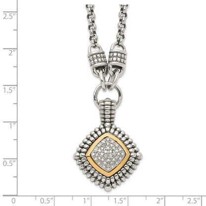 14K/silver Bicolor Shey Couture Sterlingsilber mit 14K Akzente 17 Zoll Antikisiert Diamant Halskette