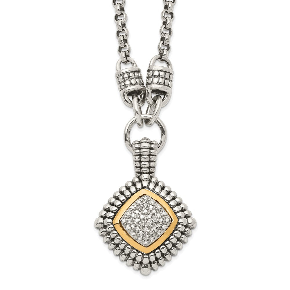 14K/silver Bicolor Shey Couture Sterlingsilber mit 14K Akzente 17 Zoll Antikisiert Diamant Halskette