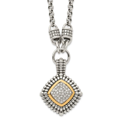 14K/silver Bicolor Shey Couture Sterlingsilber mit 14K Akzente 17 Zoll Antikisiert Diamant Halskette