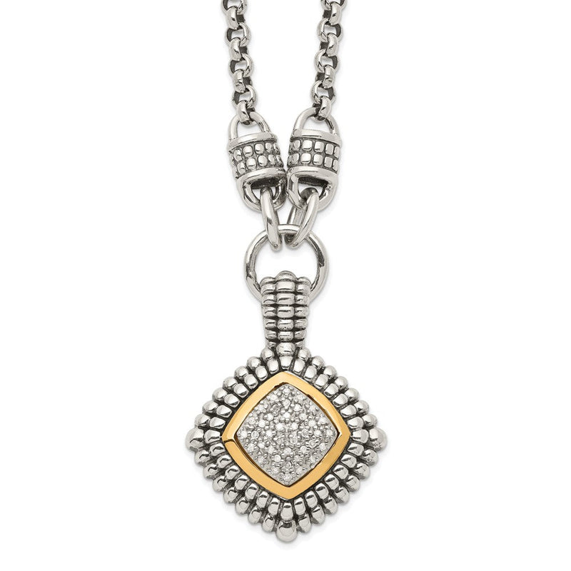 14K/silver Bicolor Shey Couture Sterlingsilber mit 14K Akzente 17 Zoll Antikisiert Diamant Halskette