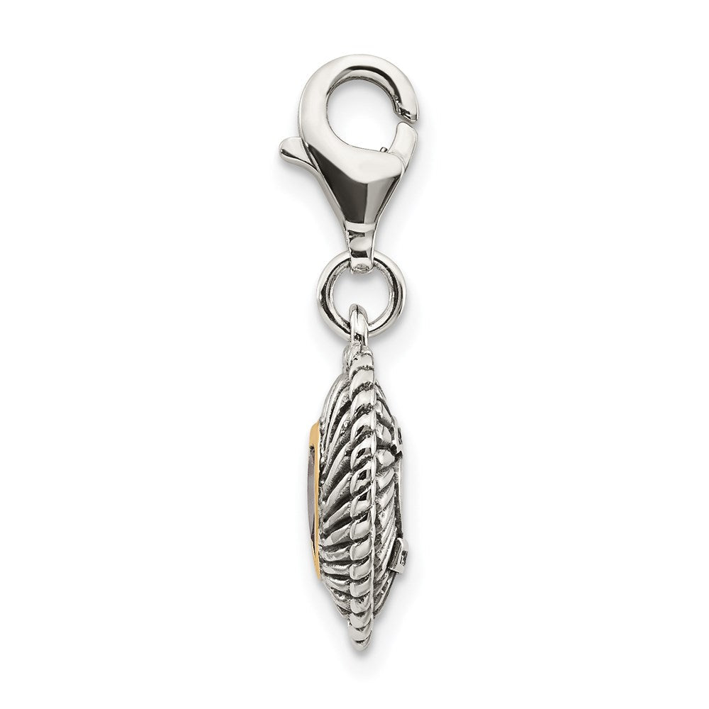 14K/silver Bicolor Shey Couture Sterlingsilber mit 14K Akzente Antikisiert Amethyst Herz Karabinerverschluss Charm
