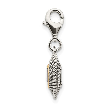 14K/silver Bicolor Shey Couture Sterlingsilber mit 14K Akzente Antikisiert Amethyst Herz Karabinerverschluss Charm
