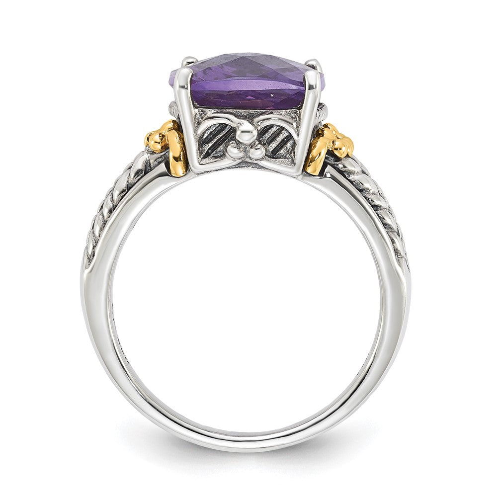14K/silver Bicolor Sterlingsilber mit 14K Akzente Antikisiert Amethyst Ring (size 7 Nur)