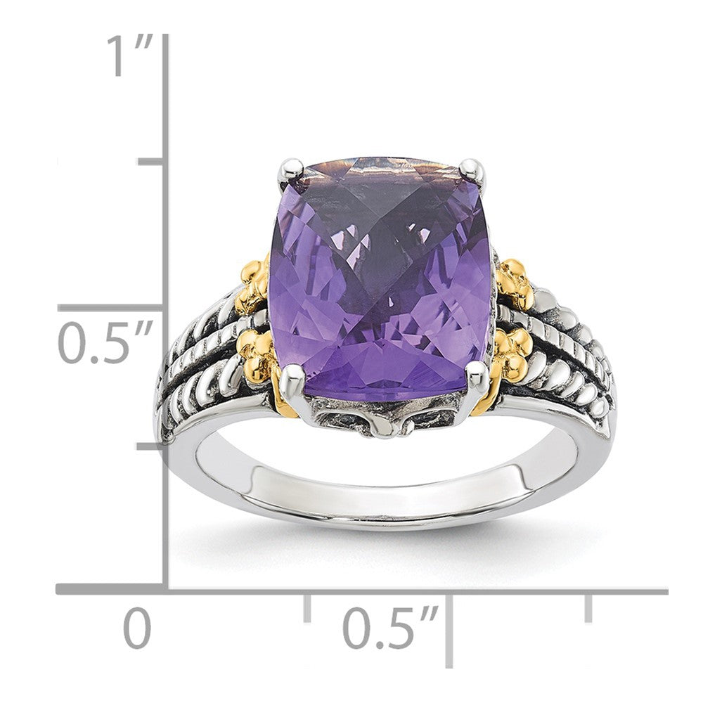 14K/silver Bicolor Sterlingsilber mit 14K Akzente Antikisiert Amethyst Ring (size 7 Nur)