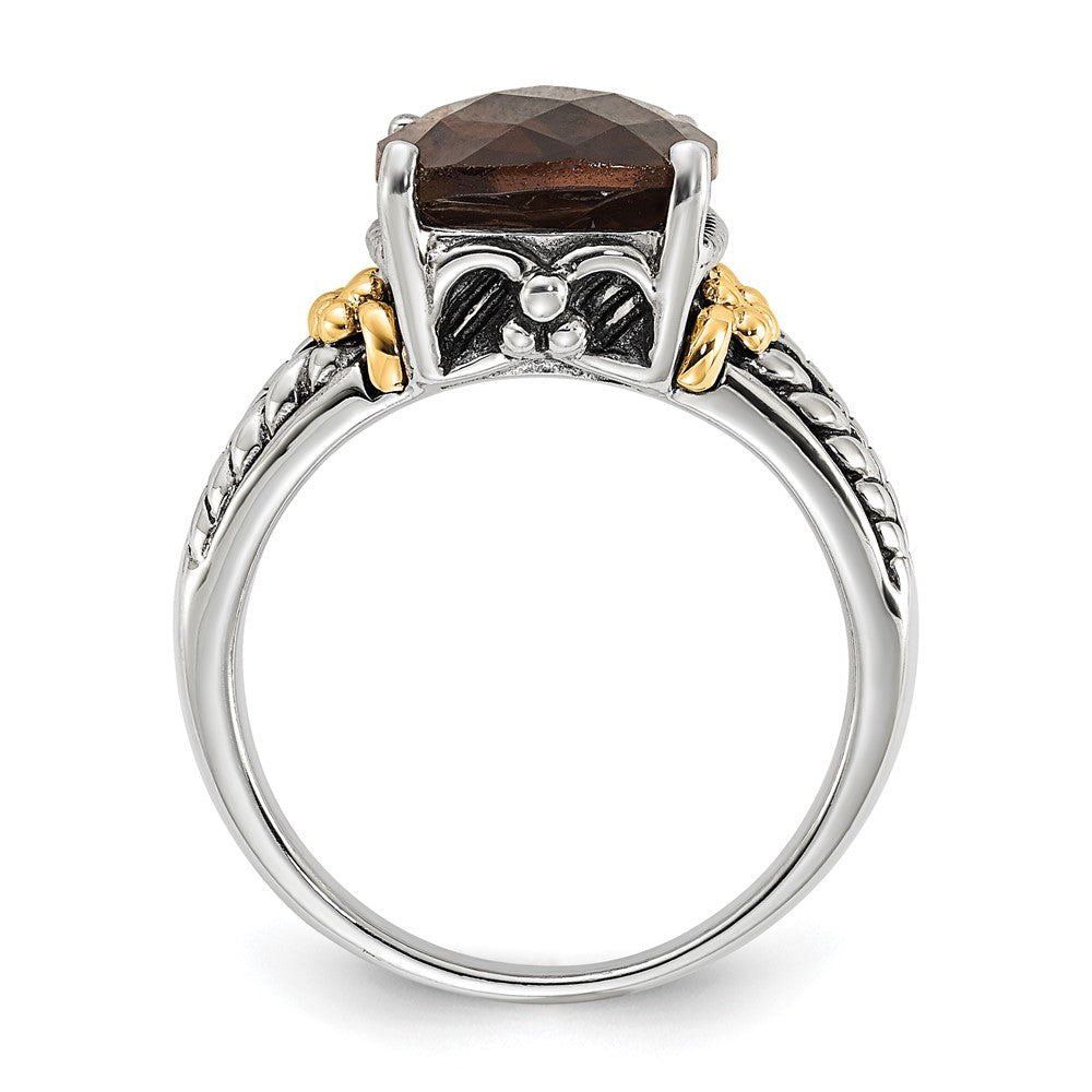 14K/silver Bicolor Sterlingsilber 14K Akzente Poliert & Antikisiert Rauch Quarz Ring