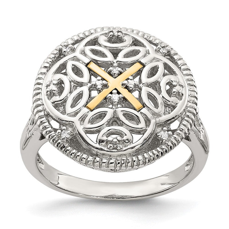 14K/silver Bicolor Shey Couture Sterlingsilber Rhodiniert mit 14K Akzente Diamant Vintage Ring