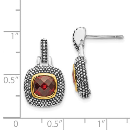 Shey Couture Sterlingsilber vergoldet antikisierte Granat-Ohrringe