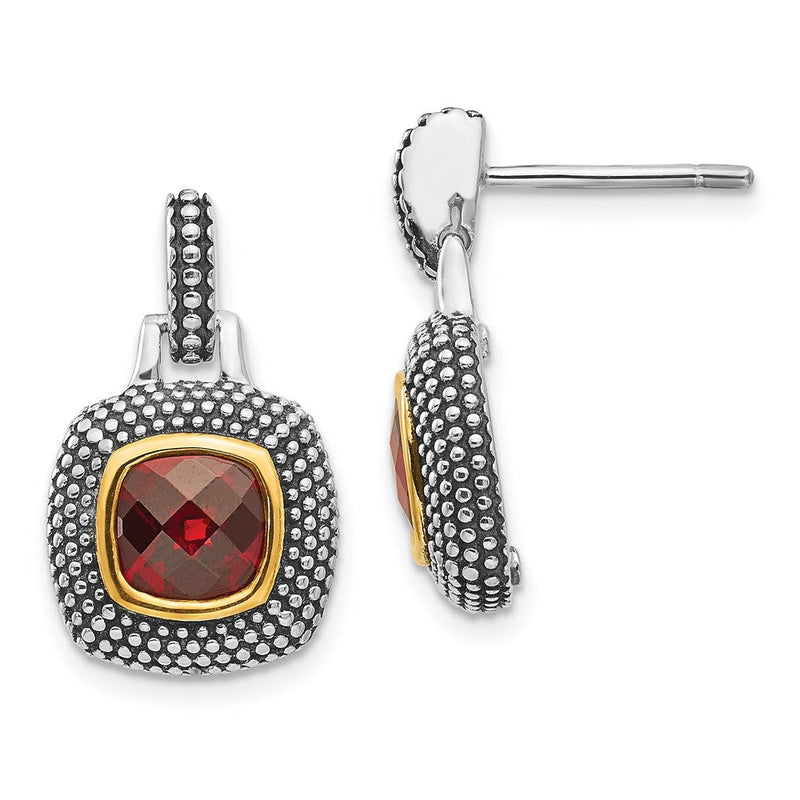 Shey Couture Sterlingsilber vergoldet antikisierte Granat-Ohrringe