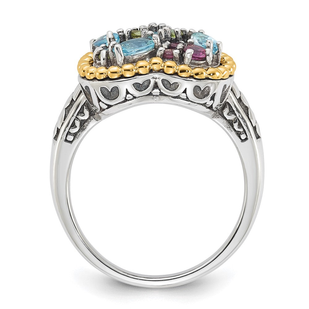 14K/silver Bicolor Sterlingsilber 14K Akzente Multi Edelstein Ring