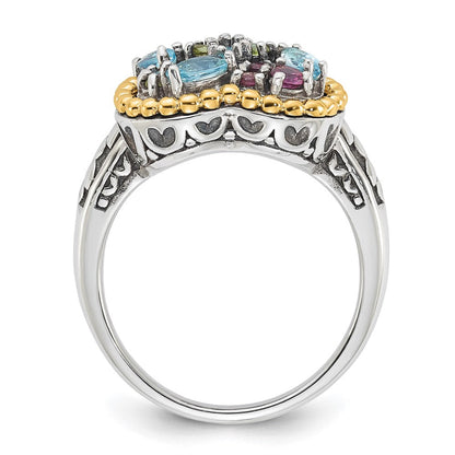 14K/silver Bicolor Sterlingsilber 14K Akzente Multi Edelstein Ring