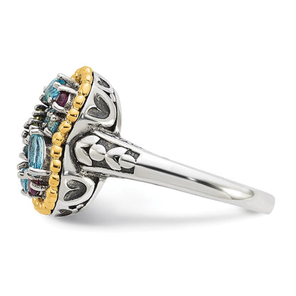 14K/silver Bicolor Sterlingsilber 14K Akzente Multi Edelstein Ring