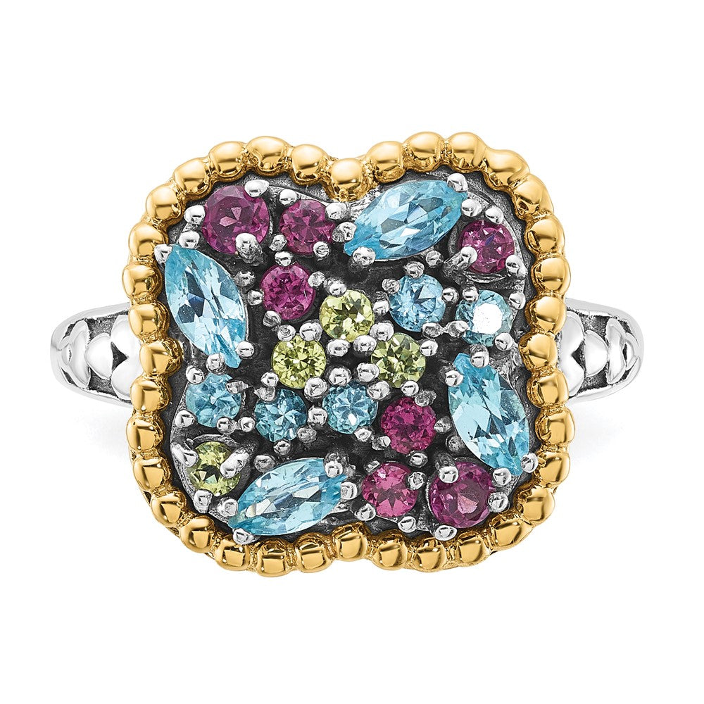14K/silver Bicolor Sterlingsilber 14K Akzente Multi Edelstein Ring