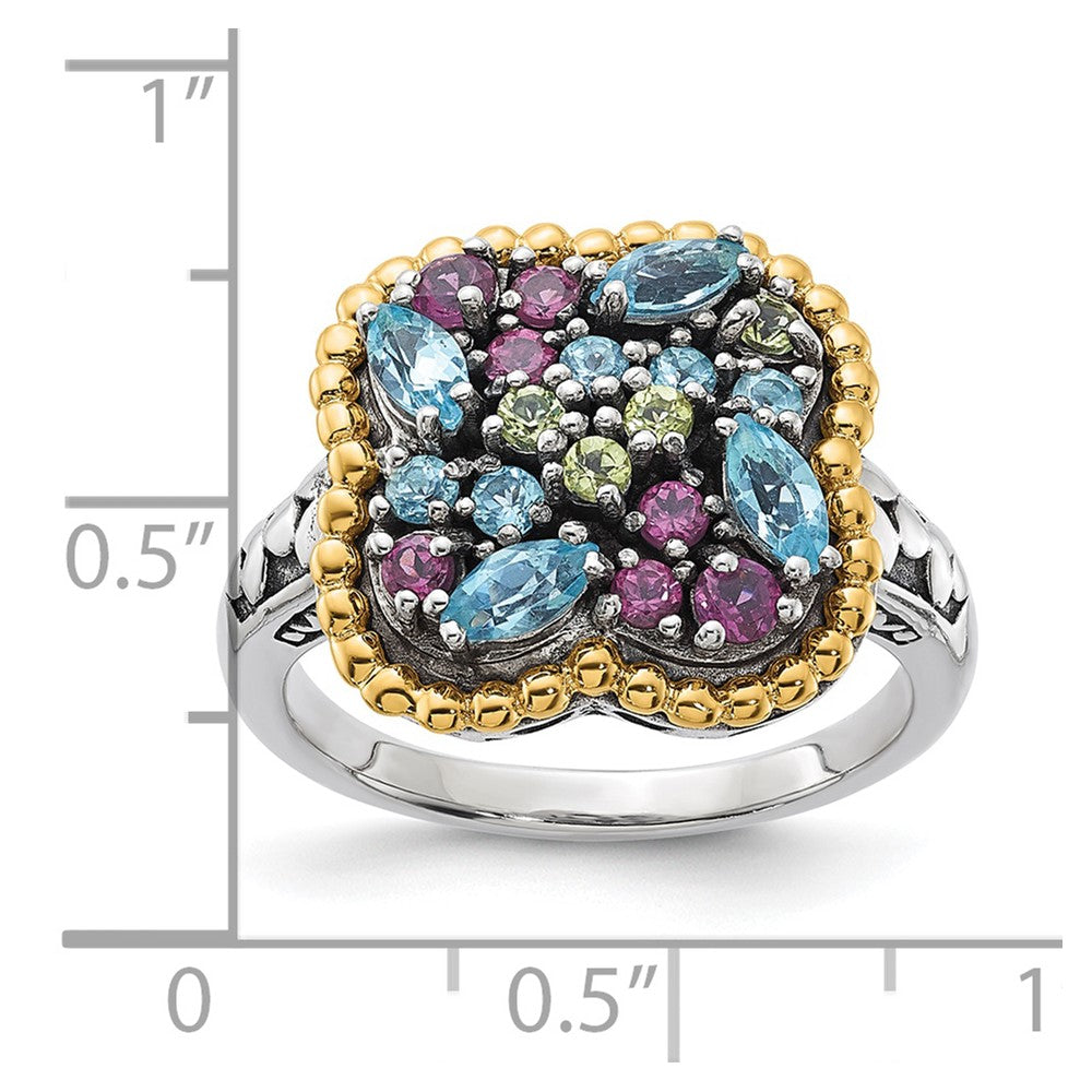 14K/silver Bicolor Sterlingsilber 14K Akzente Multi Edelstein Ring