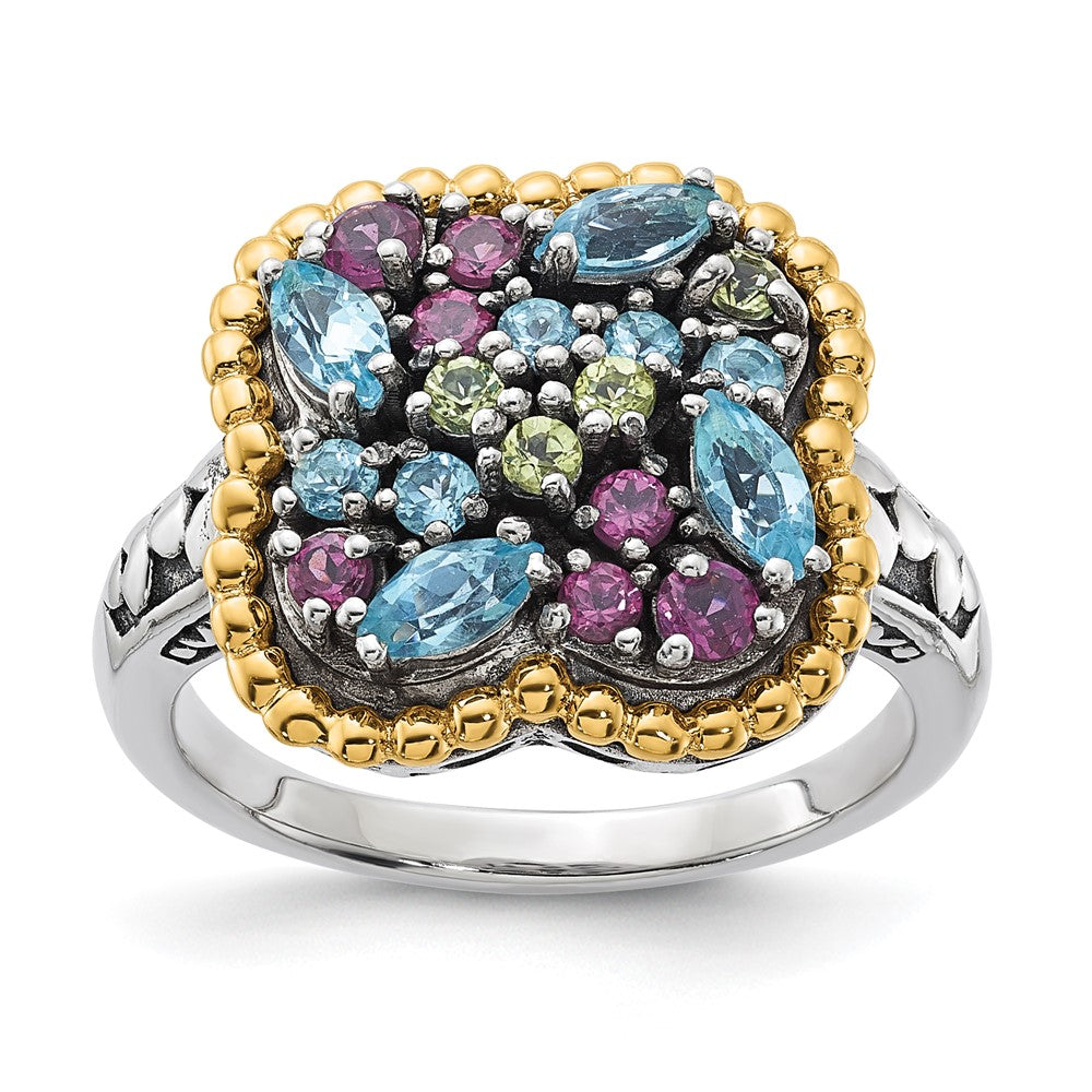 14K/silver Bicolor Sterlingsilber 14K Akzente Multi Edelstein Ring
