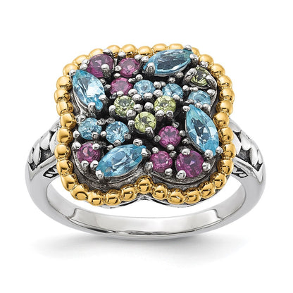 14K/silver Bicolor Sterlingsilber 14K Akzente Multi Edelstein Ring